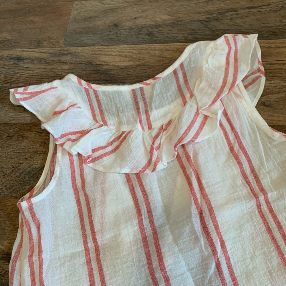Universal Thread Ruffle Neckline Red Striped Top - image 6